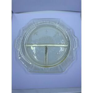 Anchor Hocking PRINCESS Yellow Depression Glass 10.25"  Vaseline Divided Grill P